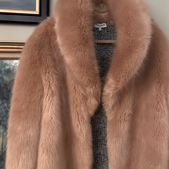 Opening Ceremony Nude Pink Faux Fur Size M Medium Glinda Wicked costume coat - Picture 2 of 7